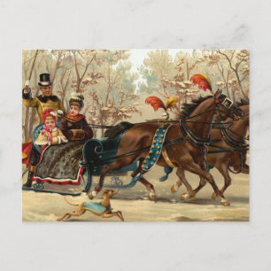 "Christmas Sleigh Ride" Holiday Postcard