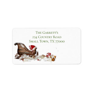 Christmas Sleigh Santa Hat Personalised Address Label