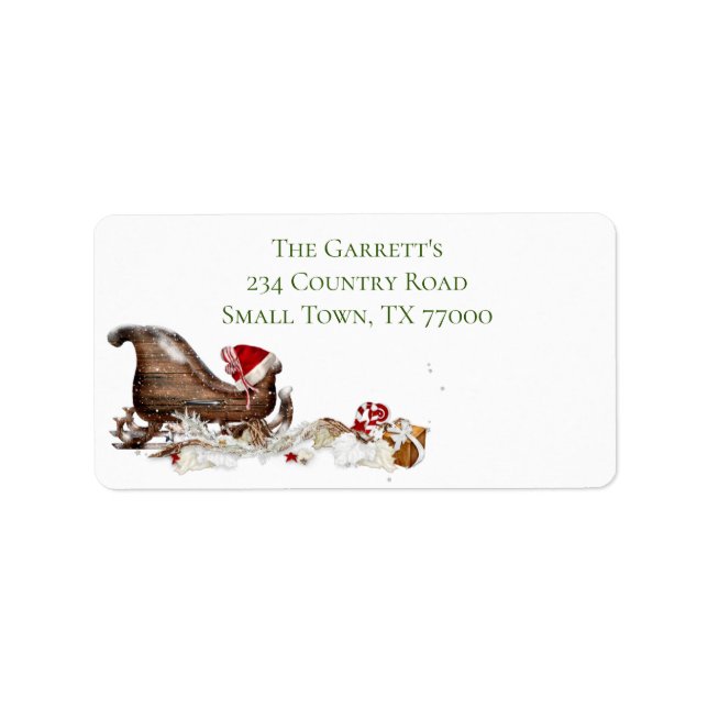 Christmas Sleigh Santa Hat Personalised Address Label (Front)