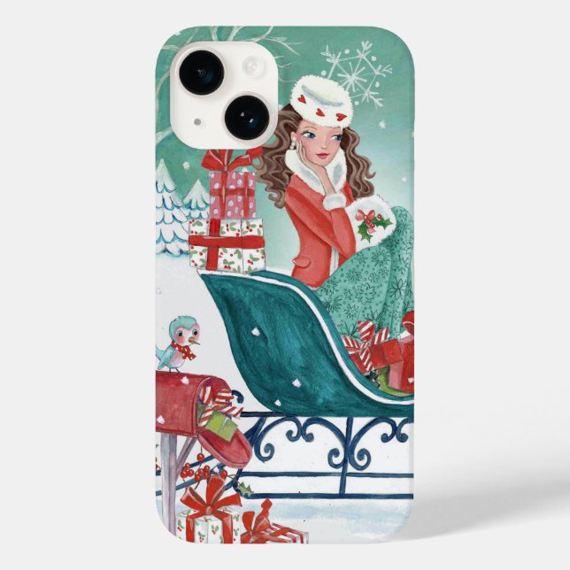 Christmas Sleigh Shopping Girl Iphone 6 plus case (Back)