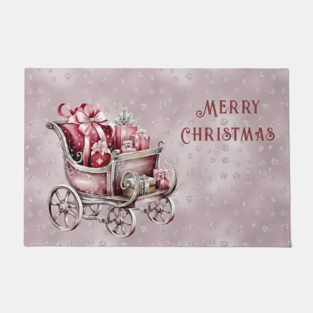 Christmas Sleigh With Gifts Holiday Doormat (Front)
