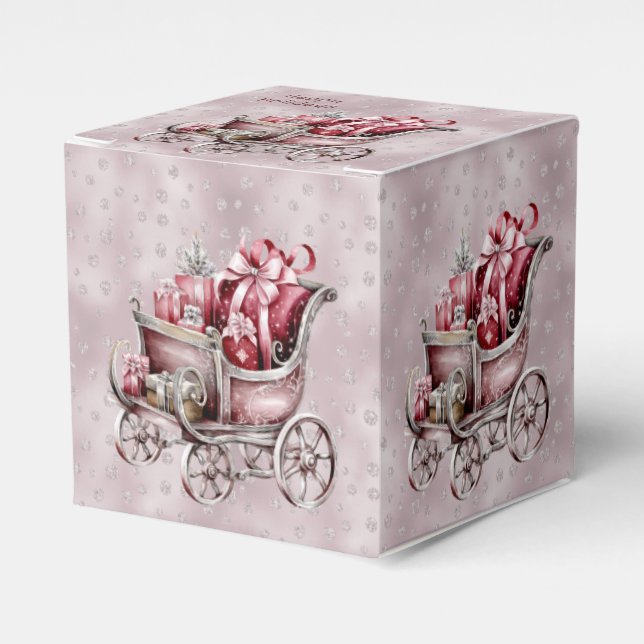 Christmas Sleigh With Gifts Holiday Favour Box (Front Side)