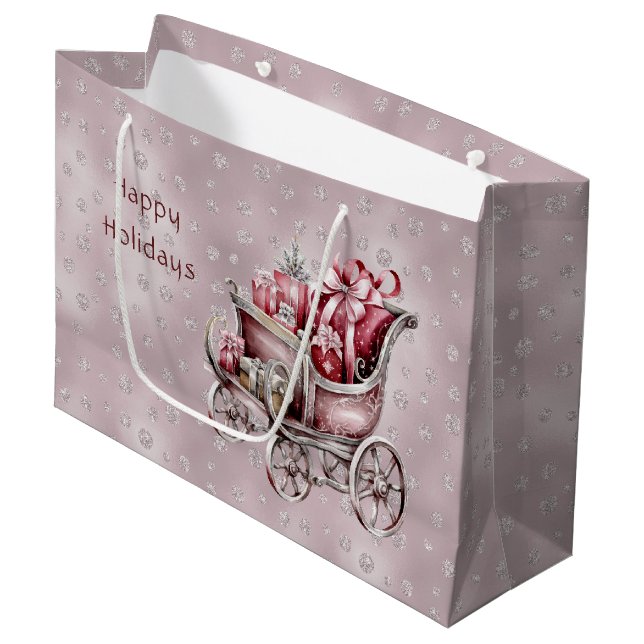Christmas Sleigh With Gifts Holiday Gift Bag (Front Angled)