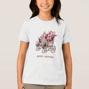 Christmas Sleigh With Gifts Holiday Tri-Blend Shirt