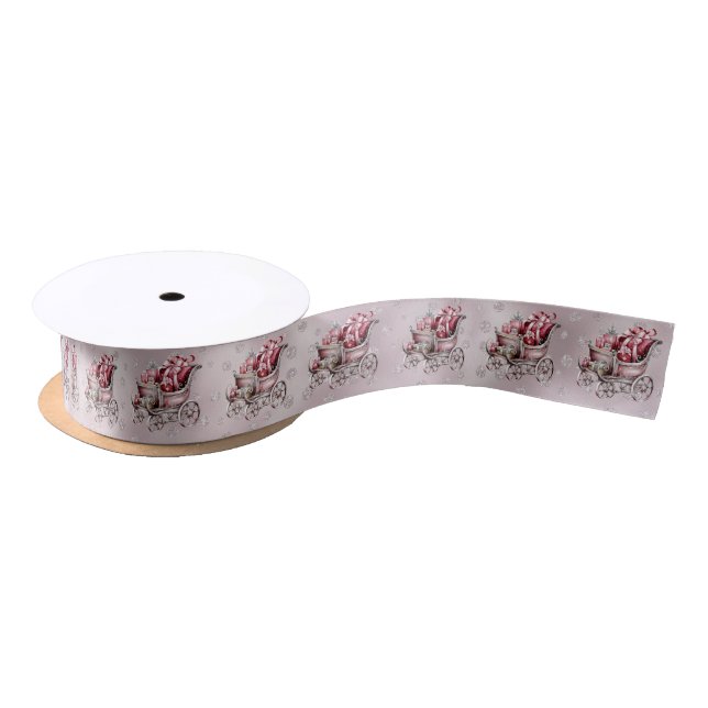 Christmas Sleigh With Gifts Satin Ribbon (Spool)