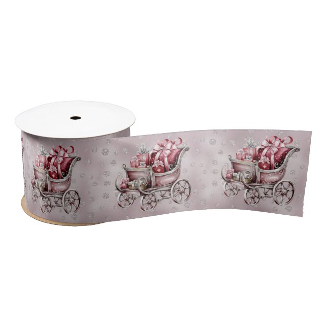 Christmas Sleigh With Gifts Satin Ribbon (Spool)