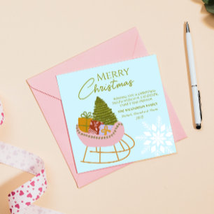 Christmas sleigh with gifts, tree Family Holiday Invitation