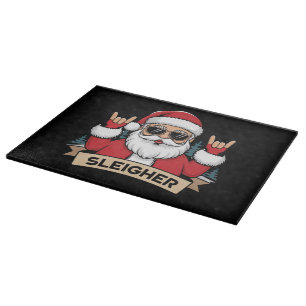 Christmas Sleigher Santa Rock Xmas Rocker  Cutting Board
