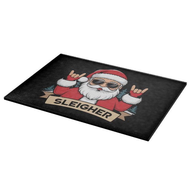 Christmas Sleigher Santa Rock Xmas Rocker  Cutting Board (Corner)