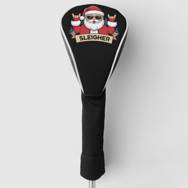 Christmas Sleigher Santa Rock Xmas Rocker  Golf Head Cover (Front)