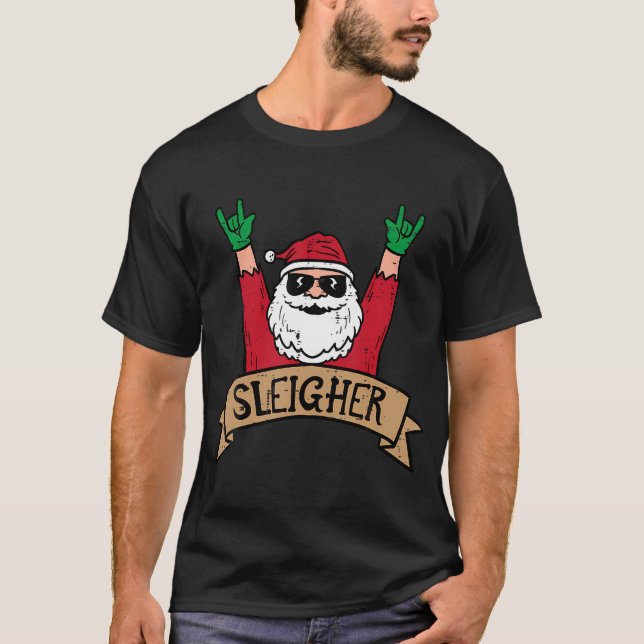 Christmas Sleigher Santa Rock Xmas Rocker Men T-Shirt (Front)