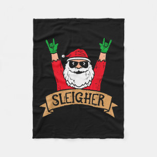 Christmas Sleigher Santa Rock Xmas Rocker Men Wome Fleece Blanket