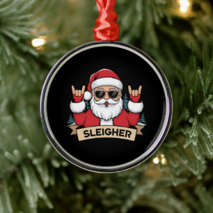 Christmas Sleigher Santa Rock Xmas Rocker Metal Tree Decoration