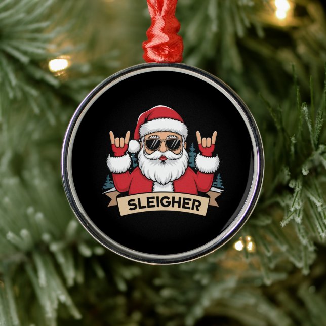 Christmas Sleigher Santa Rock Xmas Rocker  Metal Tree Decoration (Tree)