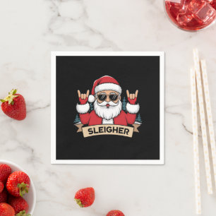 Christmas Sleigher Santa Rock Xmas Rocker  Napkin