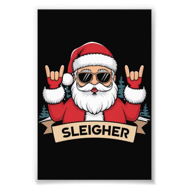 Christmas Sleigher Santa Rock Xmas Rocker  Photo Print (Front)