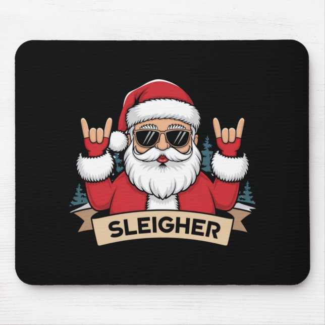 Christmas Sleigher Santa Rock Xmas Rocker T Shirt  Mouse Mat (Front)