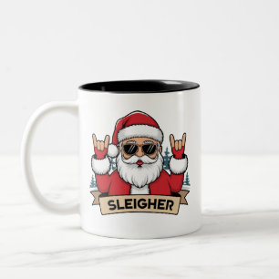 Christmas Sleigher Santa Rock Xmas Rocker  Two-Tone Coffee Mug