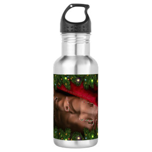 Christmas SlipperyJoe candy canes male chest Santa 532 Ml Water Bottle