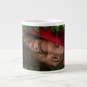 Christmas SlipperyJoe candy canes male chest Santa Large Coffee Mug
