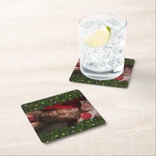 Christmas SlipperyJoe candy canes male chest Santa Square Paper Coaster