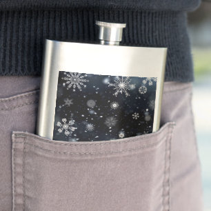 Christmas SlipperyJoe falling various shapes sizes Hip Flask