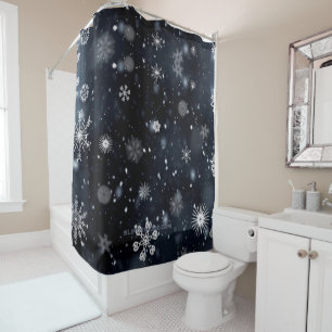 Christmas SlipperyJoe falling various shapes sizes Shower Curtain