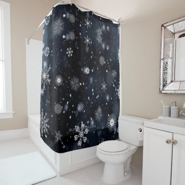 Christmas SlipperyJoe falling various shapes sizes Shower Curtain (In Situ)