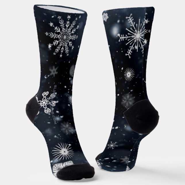 Christmas SlipperyJoe falling various shapes sizes Socks (Angled)