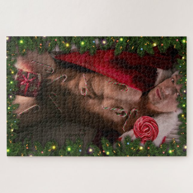 Christmas SlipperyJoe gay pride gifts LGBTQIA cand Jigsaw Puzzle (Horizontal)