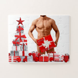 Christmas SlipperyJoe gay pride gifts LGBTQIA wrap Jigsaw Puzzle