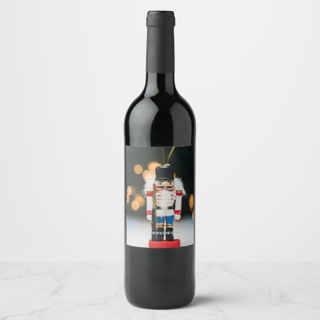Christmas SlipperyJoe nutcracker figurine ornament Wine Label (Front)