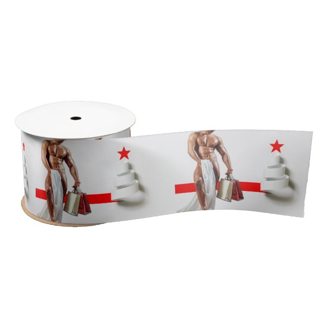 Christmas SlipperyJoe presents sexy red star holid Satin Ribbon (Spool)