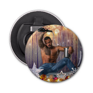 Christmas SlipperyJoe silver gold stars lights wet Bottle Opener