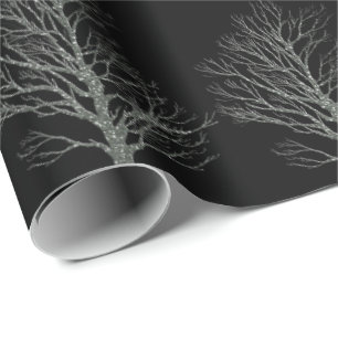Christmas sliver glitter tree black wrapping paper
