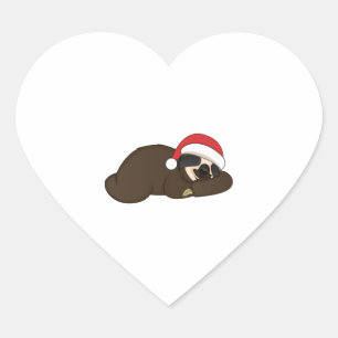Christmas Sloth 9 Heart Sticker