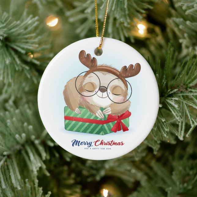 Christmas Sloth Ceramic Tree Decoration (Tree)