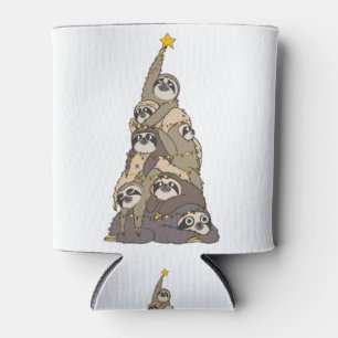 Christmas sloth christmas tree t matching can cooler