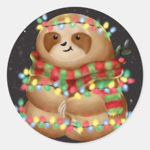 Christmas sloth  classic round sticker
