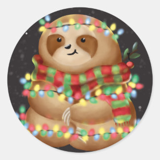 Christmas sloth  classic round sticker