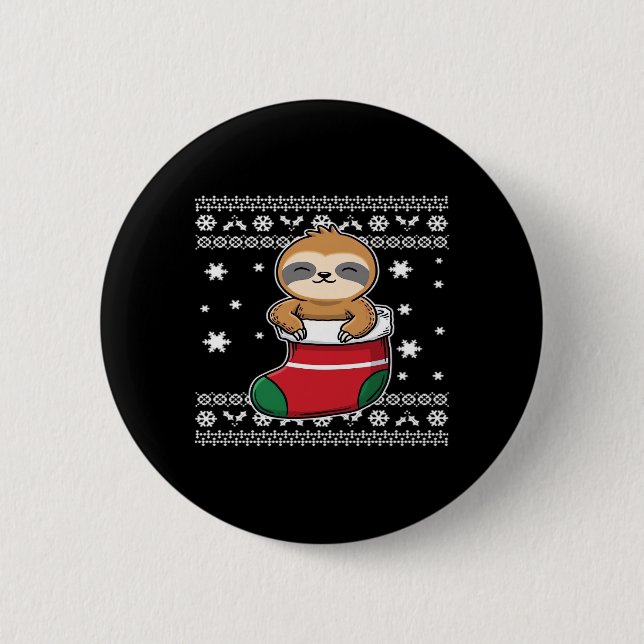 Christmas Sloth Classic T-Shirt 6 Cm Round Badge (Front)