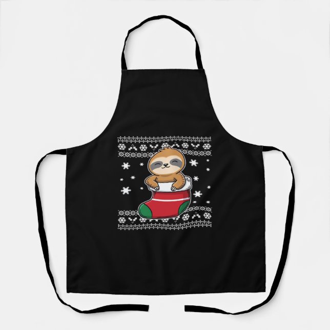 Christmas Sloth Classic T-Shirt Apron (Front)