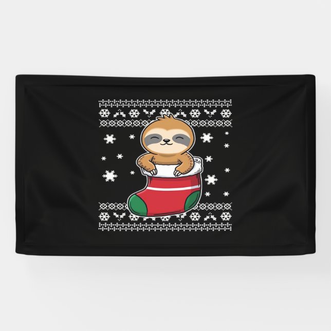 Christmas Sloth Classic T-Shirt Banner (Horizontal)