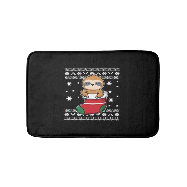 Christmas Sloth Classic T-Shirt Bath Mat (Front)