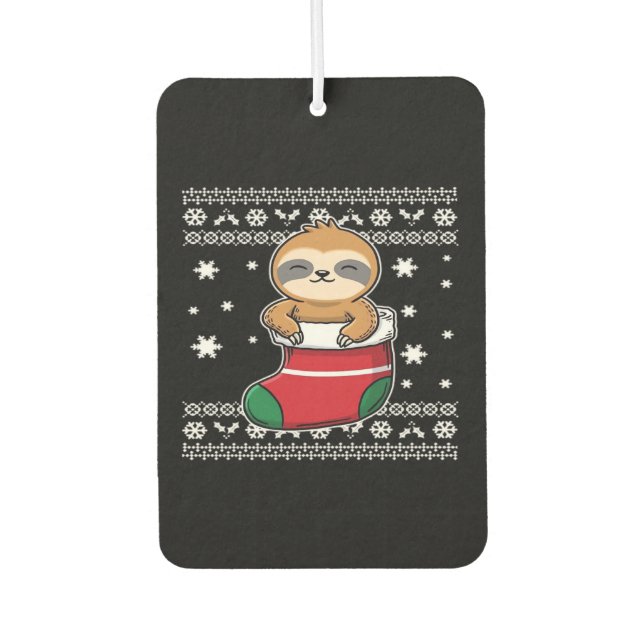 Christmas Sloth Classic T-Shirt Car Air Freshener (Front)