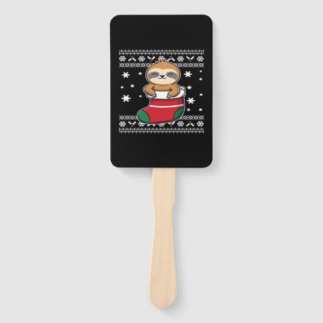 Christmas Sloth Classic T-Shirt Hand Fan (Front)