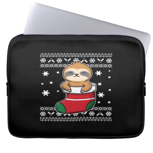 Christmas Sloth Classic T-Shirt Laptop Sleeve (Front)