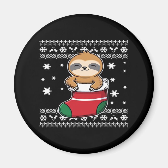 Christmas Sloth Classic T-Shirt Magnet (Front)