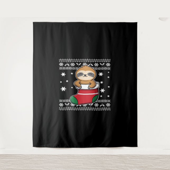 Christmas Sloth Classic T-Shirt Tapestry (Front)