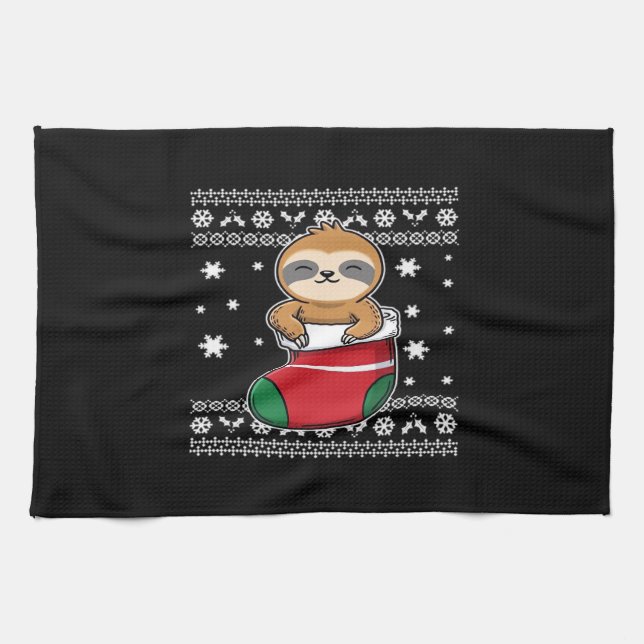 Christmas Sloth Classic T-Shirt Tea Towel (Horizontal)